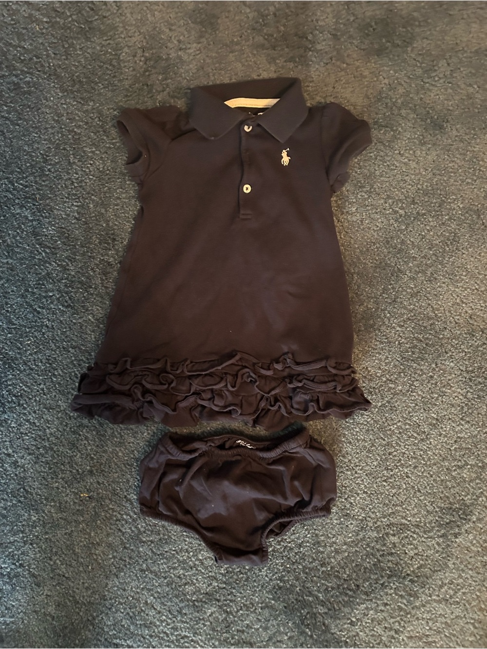 Ralph Lauren Navy Polo Dress with Ruffle Hem and Bloomer